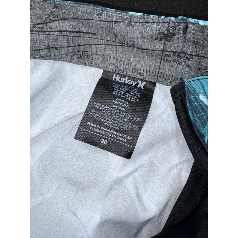 NWT Hurley Phantom JJF Board Shorts Trunks Mens 30x9 Floral Map Grid Print